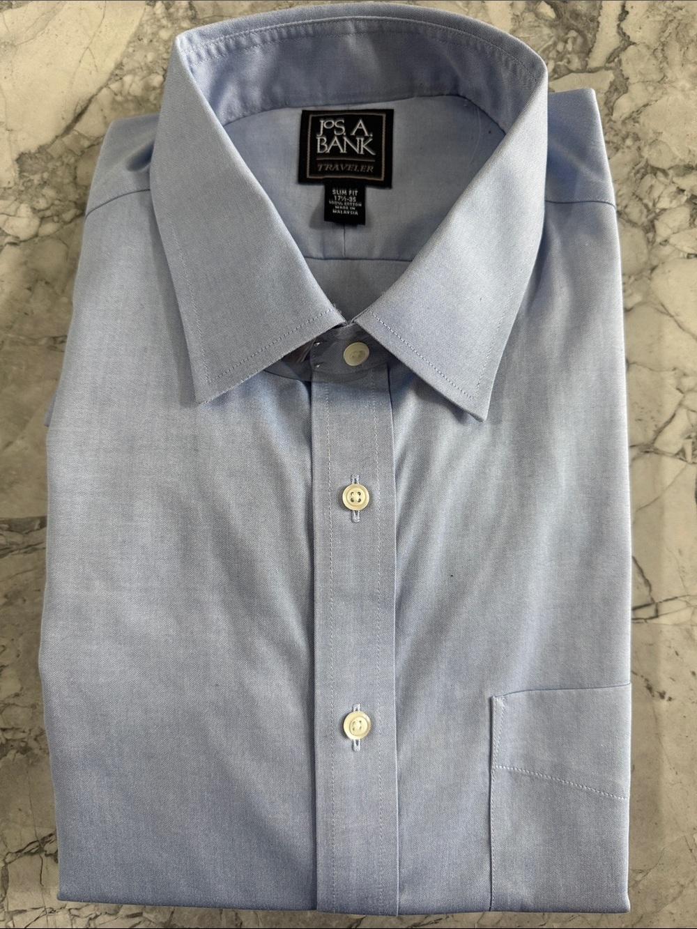 Jos. A. Bank Light Blue slim fit Men's Dress Shirt - Spread Collar, Chest Pocket